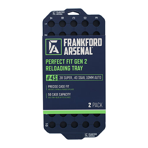 Maximise reloading efficiency with Frankford Arsenal's Perfect Fit Gen 2 Trays, securely holding 50 cases each, ensuring organisation and consistency.